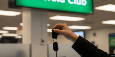person picking up keys at a national car rental counter with 20260331 082314