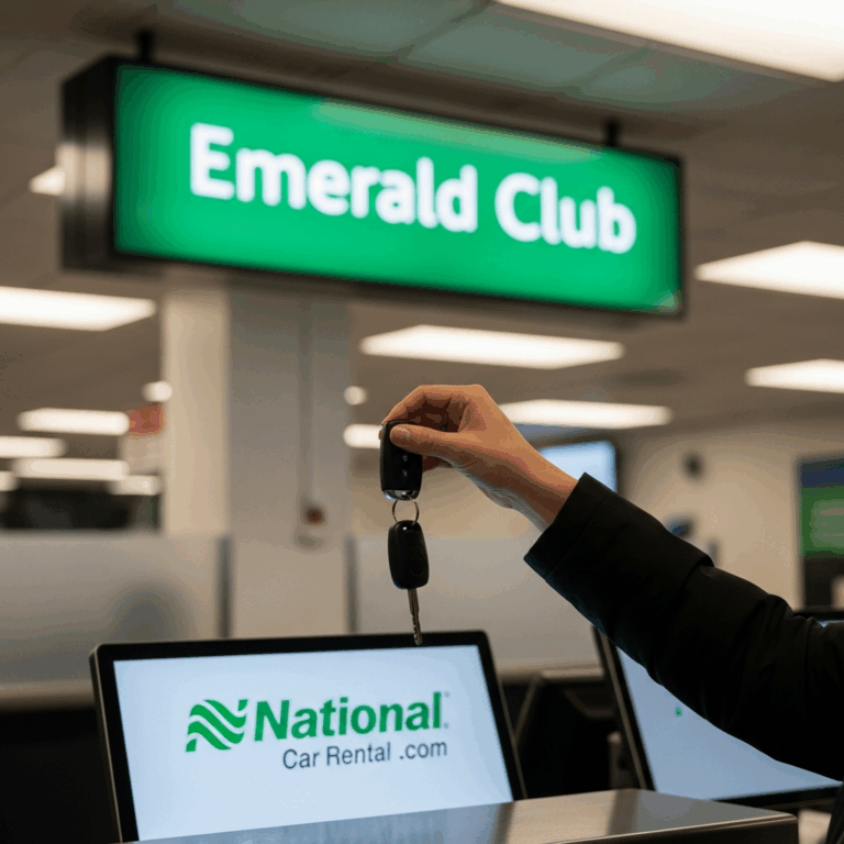 person picking up keys at a national car rental counter with 20260331 082314