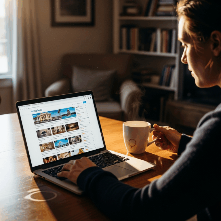 person sitting at a laptop browsing hotel deals on priceline 20260331 081921